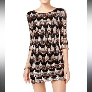 Jaywalk Black and Gold Sequined Dress